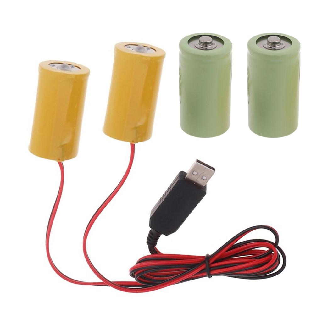 2in1 D Battery Eliminators USB Power Supply Replace 3V LR20 D Batteries for Clock Toy Camera Christmas Strips Light