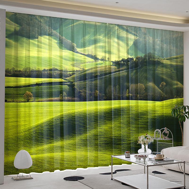 Природный пейзаж лесной пейзаж газон дерево оконные шторы жалюзи для гостиной спальни ванной комнаты кухни двери домашнего декора2 шт.