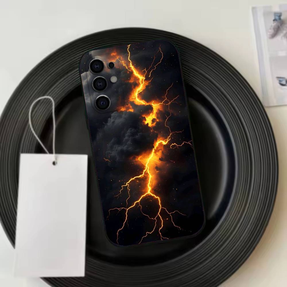 Dark night I-lightning Phone Case For Samsung S25,S24,S21,S22,S23,S30,Ultra,S20,Plus,Fe,Lite,Note,10,Black Cover