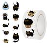 500 Pictures/roll Roll Sticker Tape Hot Spot Cartoon Little Black Cat Handbook Material Decorative Envelope Sticker