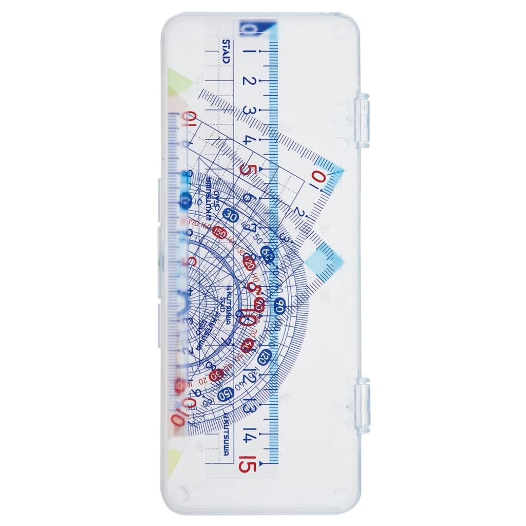 Kutsuwa STAD Math Ruler Set, Acrylic, with Case