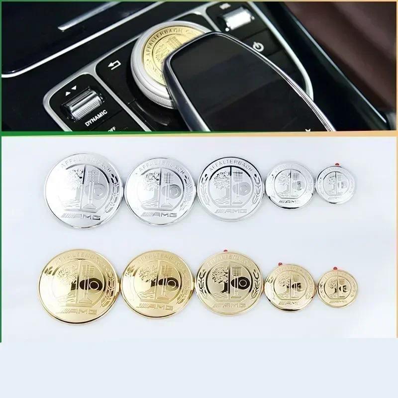 Car Styling Engine Start Stop Multimedia Mouse Button Cover Emblem Stickers for Mercedes-Benz AMG C E Class Car Accessories