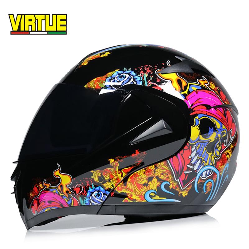 VIRTUE Motorsport Electric Non Motorcycle Helmet Men's Half Helmet Double Lens Full Helmet Running Helmet Carbon Fiber Pattern Road