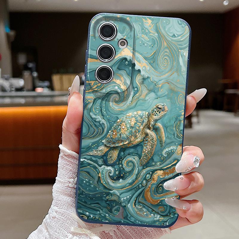 Чехол с принтом Рыба-черепаха для Samsung A57 A37 A17 A56 A36 A16 A55 A35 A15 A54 5G S21 FE S22 S23 S24 Plus S25 S26 Ultra Силиконовый чехол с текстурой кожи