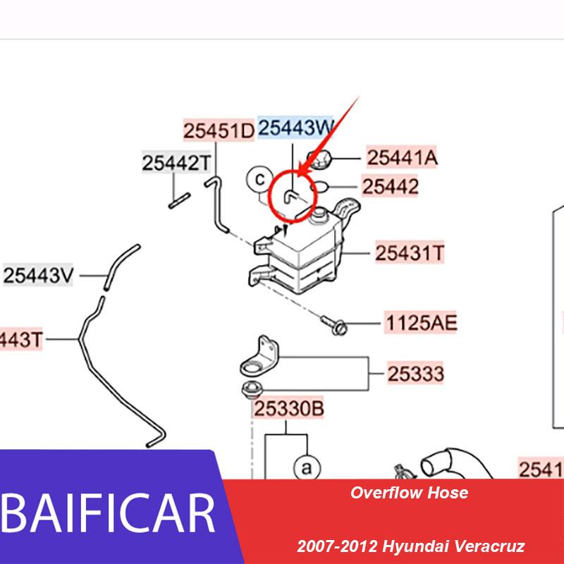 Baificar Brand New Overflow Hose 25443-3J000 254433J000 For 2007-2012 Hyundai Veracruz