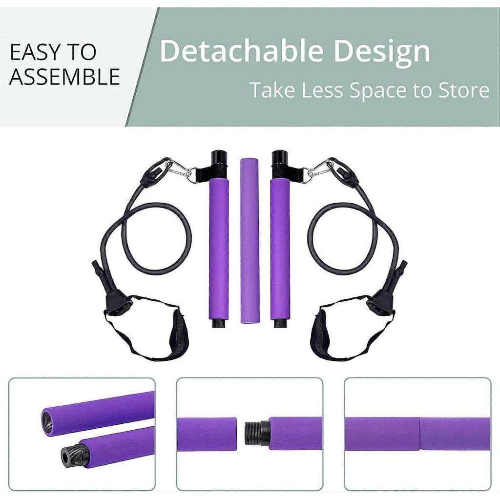 Pilates Bar Kit with Resistance Band, Adjustable Portable Pilates Bar with Foot