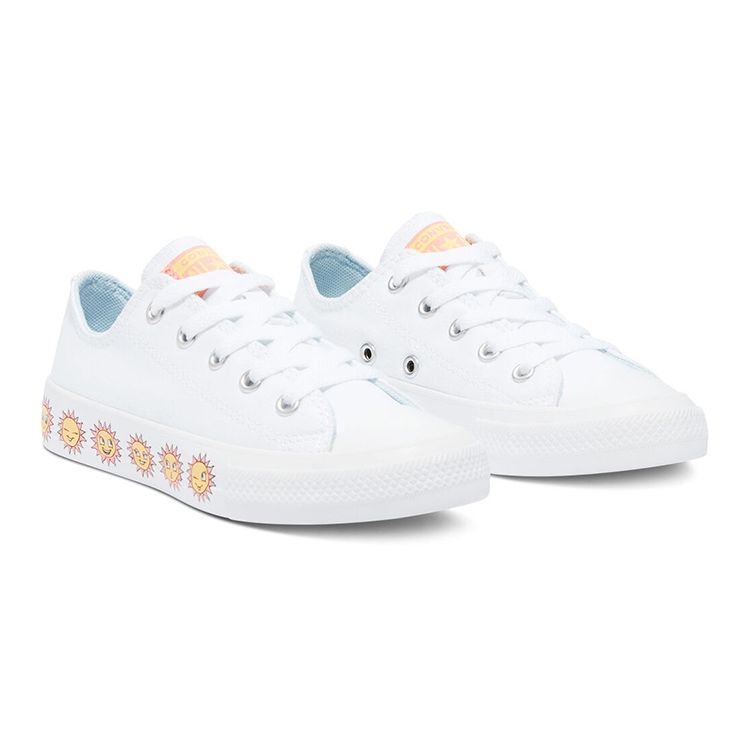 Converse Chuck Taylor All Star Low Top Comfortable Durable Low Top Kids Canvas Shoes Kids Sneakers White Yellow 670702C