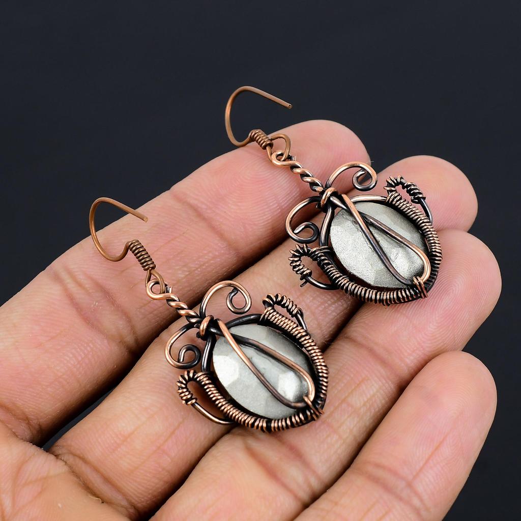 Серьги с цитрином, Ювелирные изделия из драгоценных камней, обернутые медной проволокой 999 пробы, Серьги ручной работы, На День благодарения