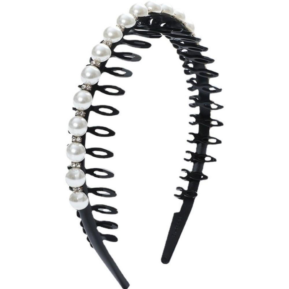 Rhinestone Women Non-slip Toothed Hair Accessories Wash Face Hair Hoop Pearl Headband Hair Band