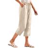 Women's Cropped Pants Stralght Pants With Pockets Lightweight Caual Loose Trousers