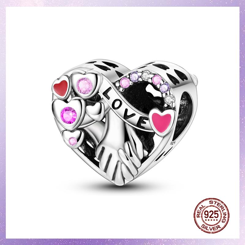 Фиолетовые Шармы Медный Fit Оригинальный Подвесной Браслет Бабочка Стекло Сердце Перо Клип Шарм Подвеска Светящаяся Бусина DIY Ювелирные Изделия