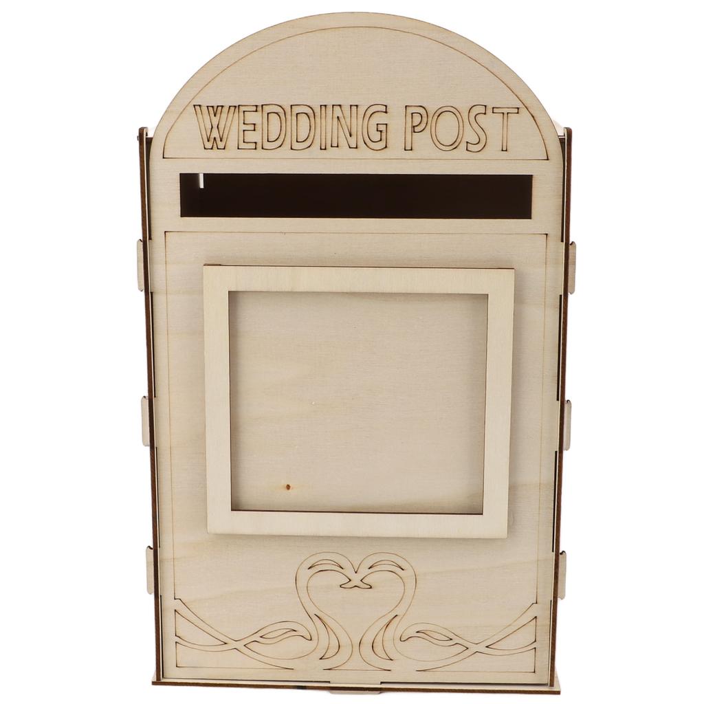 DIY Wooden Wedding Mailbox Post Box with Lock Key for Reception Wedding Anniversary Party