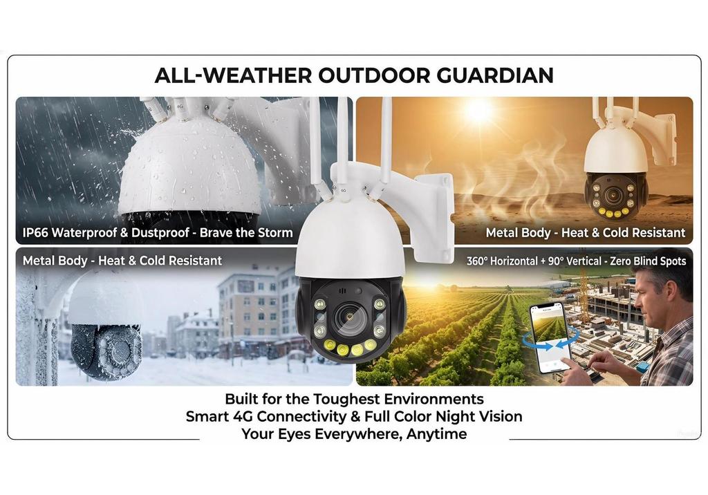 30x Zoom 8MP Outdoor Surveillance Camera with 360° Coverage and Mobile Remote Monitoring