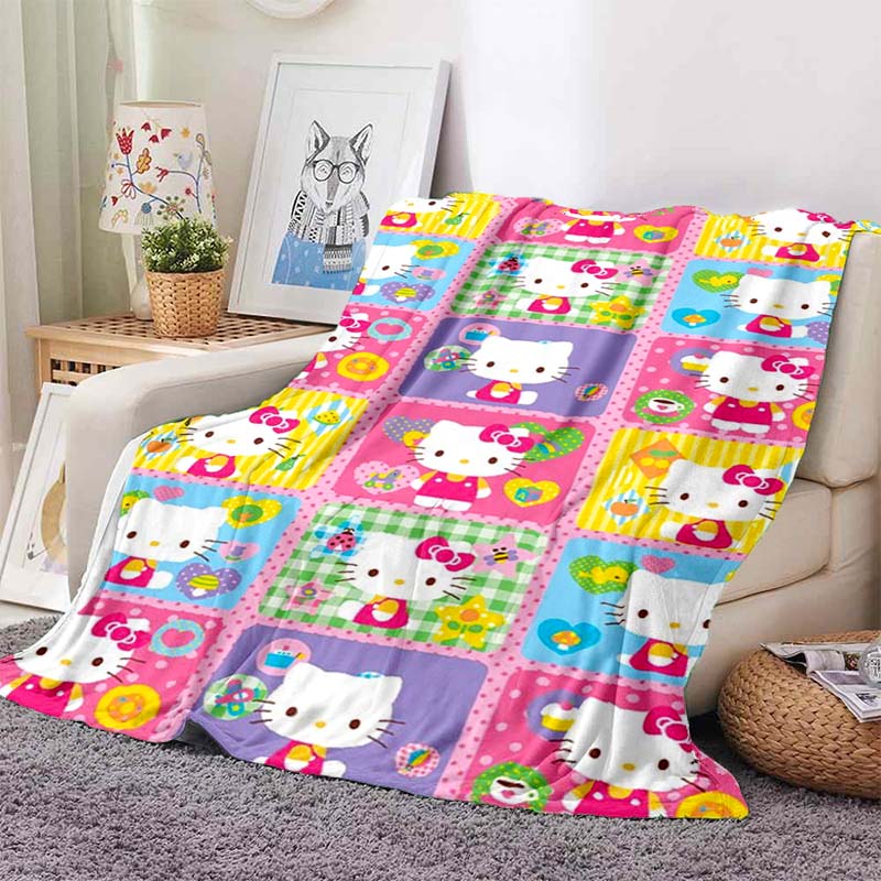 1P CHello Kitty plush blanket, made of flannel, suitable for living room, bedroom, bed, sofa, office and other places, can be us