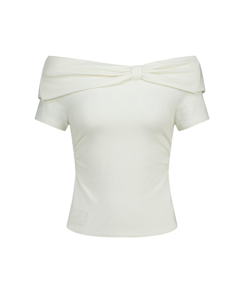 ILLIGO Bow Off-Shoulder Tee White