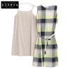 BLUE LABEL CRESTBRIDGE 24 Multicolor Check Light Crossing Twill Maxi Dress Dress 36 Yellow X grayUsed