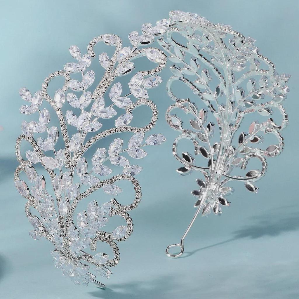 Роскошная европейская и американская свадебная повязка на голову с короной из циркона - металлическая широкая конструкция