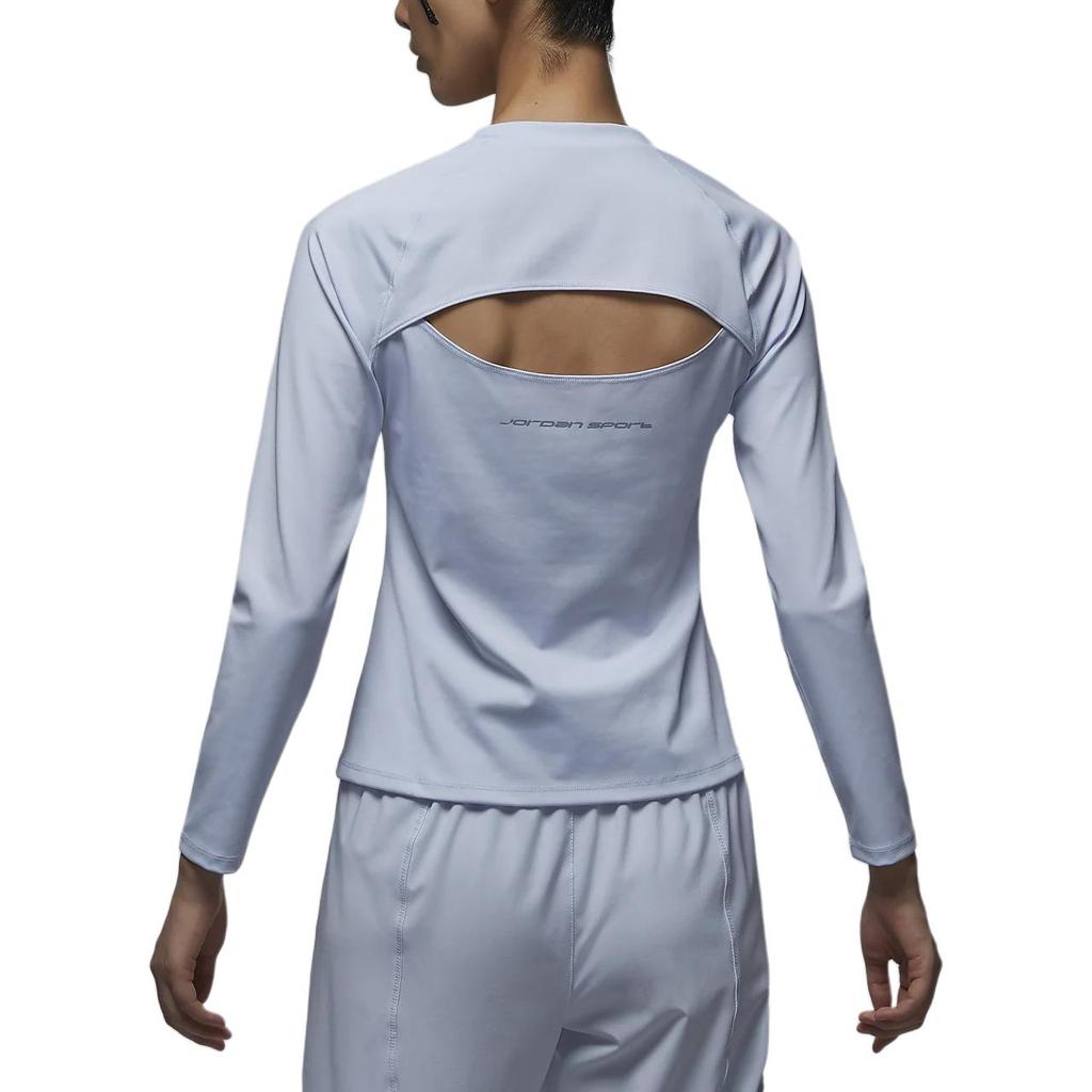 Jordan Спортивная футболка Dri-FIT Comfortable Soft Quick-Dry с длинным рукавом для женщин, футболка серого цвета FV6931-085