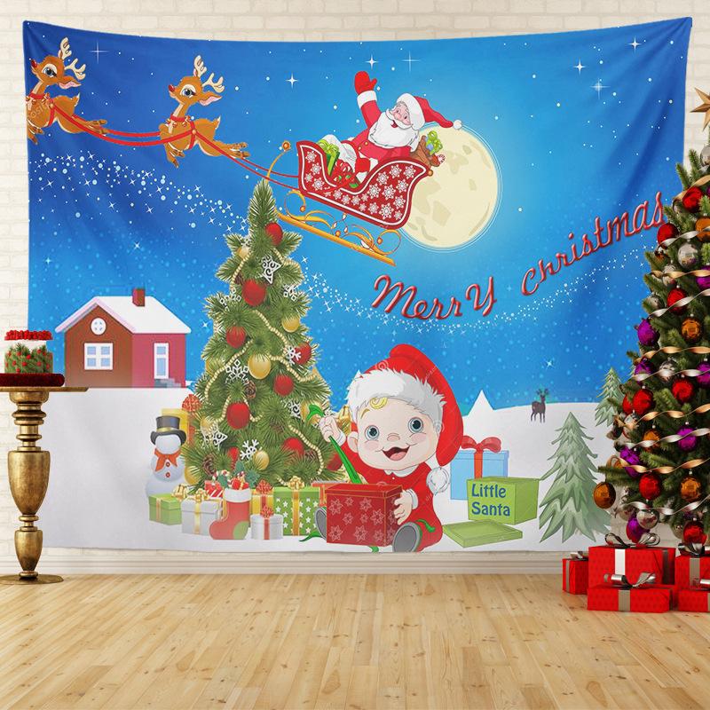 Home Decor Tapestry Santa Christmas Tree Print Wall Hanging Room Wall Decor Background Fabric