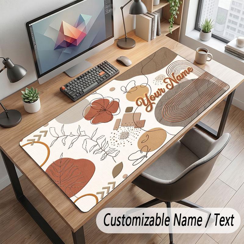 Abstract Geometric Theme Customized Mouse Pad Personalized Print Name Text Desk Mat For Home Office Table Decor