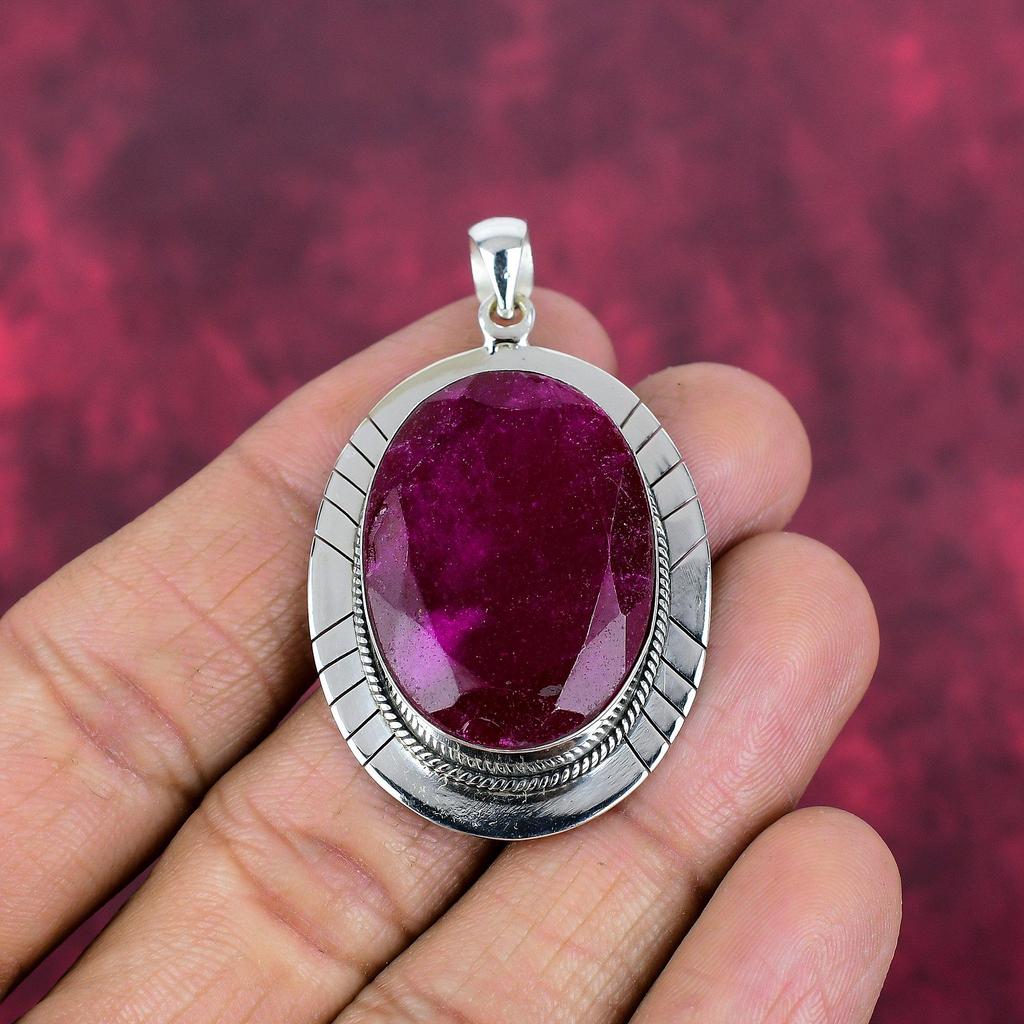 Ювелирные изделия с подвеской из рубина и зоизита, подвеска ручной работы из стерлингового серебра 925 пробы, ювелирные изделия новейшего дизайна