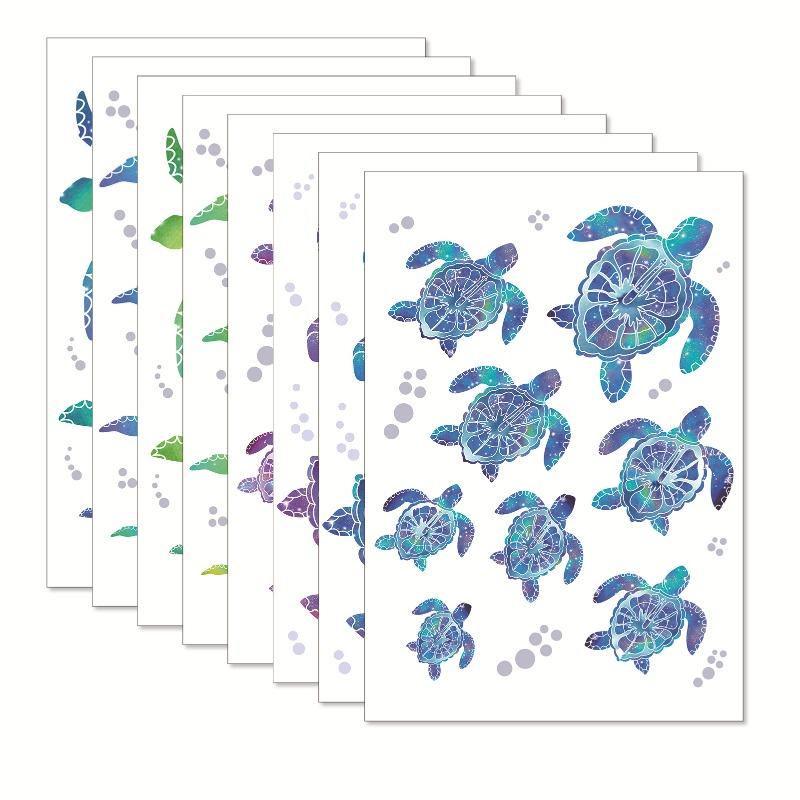 10PCS.Cute sea turtle PVC waterproof wall decals, suitable for bathroom, home, office & kindergarten, easy to apply & remove