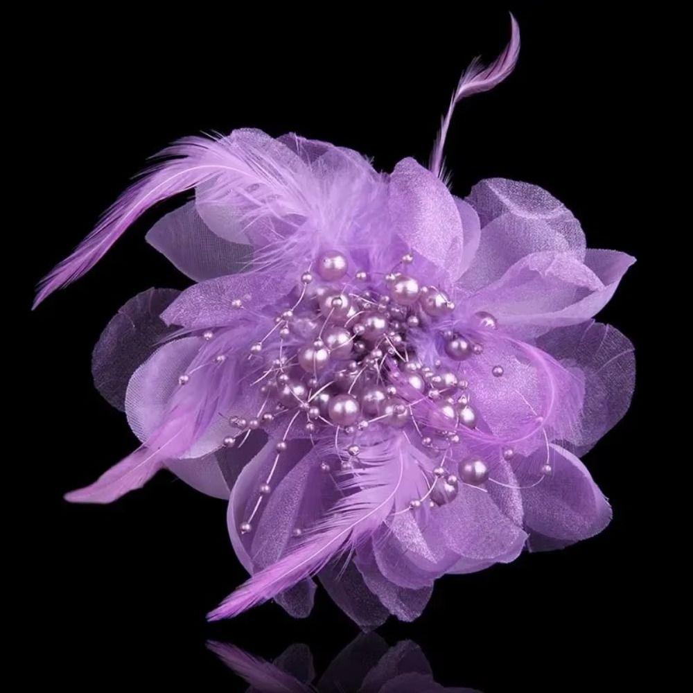 Large Women's Corsage Solid Color Lapel Pin Fashion Feather Fabric