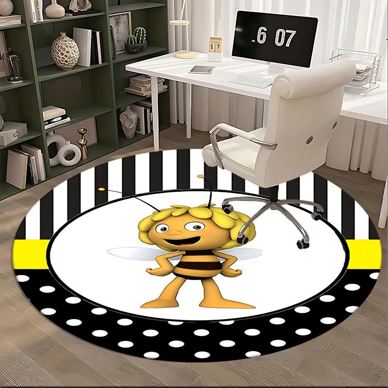 Bee Themed Chair Mat Round Carpet for Home Decor, Office Use, and Gifts0392b
