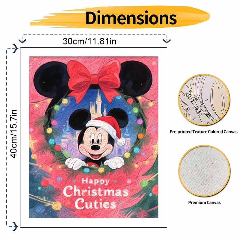 Disney oil painting painting art handmade painting kit Mickey Mouse Christmas wreath home decoration birthday gift