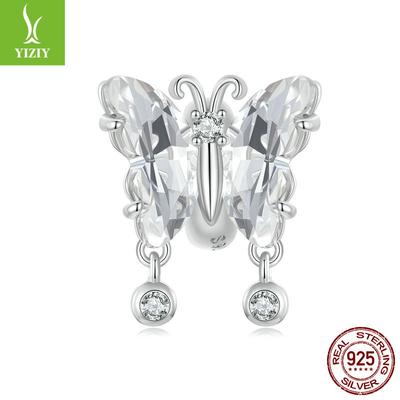 Кристальная Сверкающая Бабочка DIY Браслет с Бусинами, Легкая Роскошь, Нишевый Дизайн, Кулон из Стерлингового Серебра S925