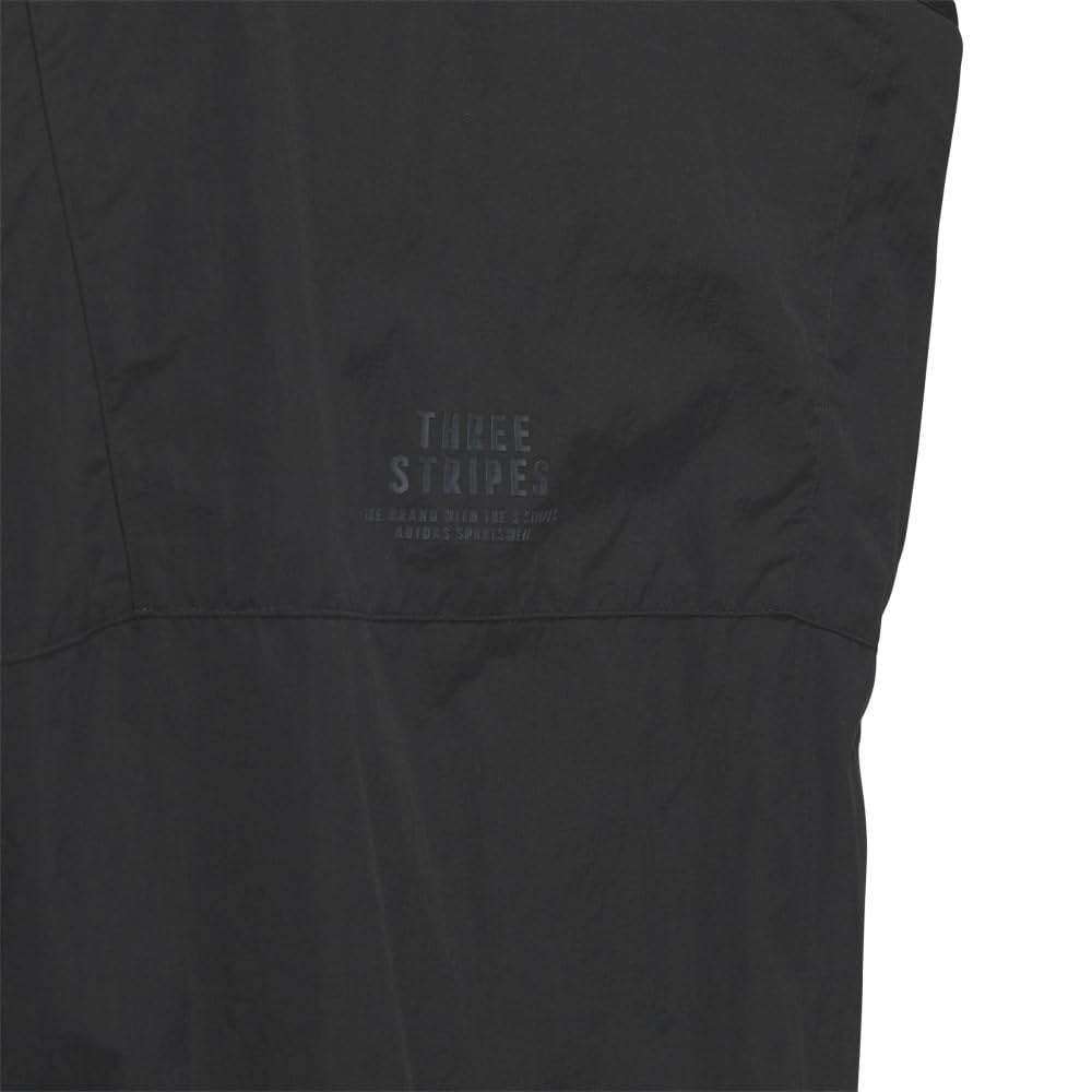 Adidas KWY03 Jersey Loose Wrinkled Nylon Woven with Brushed Tricot Black Size M Men's Top, Wording, Fit, Lining, (JH1023),