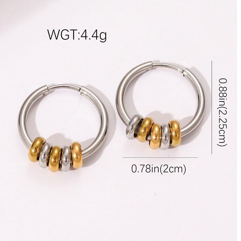 Stainless Steel Beades Hoop Earrings for Women Gold Silver Color Splicing Creative Hip Hop Punk Non-Fading Party Jewelry Gifts