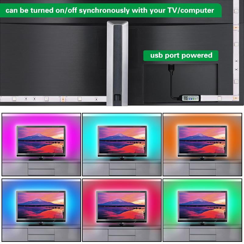 USB светодиодные ленты RGB 5050 Luces светодиодные гибкие диодные украшения для ленты для гостиной
