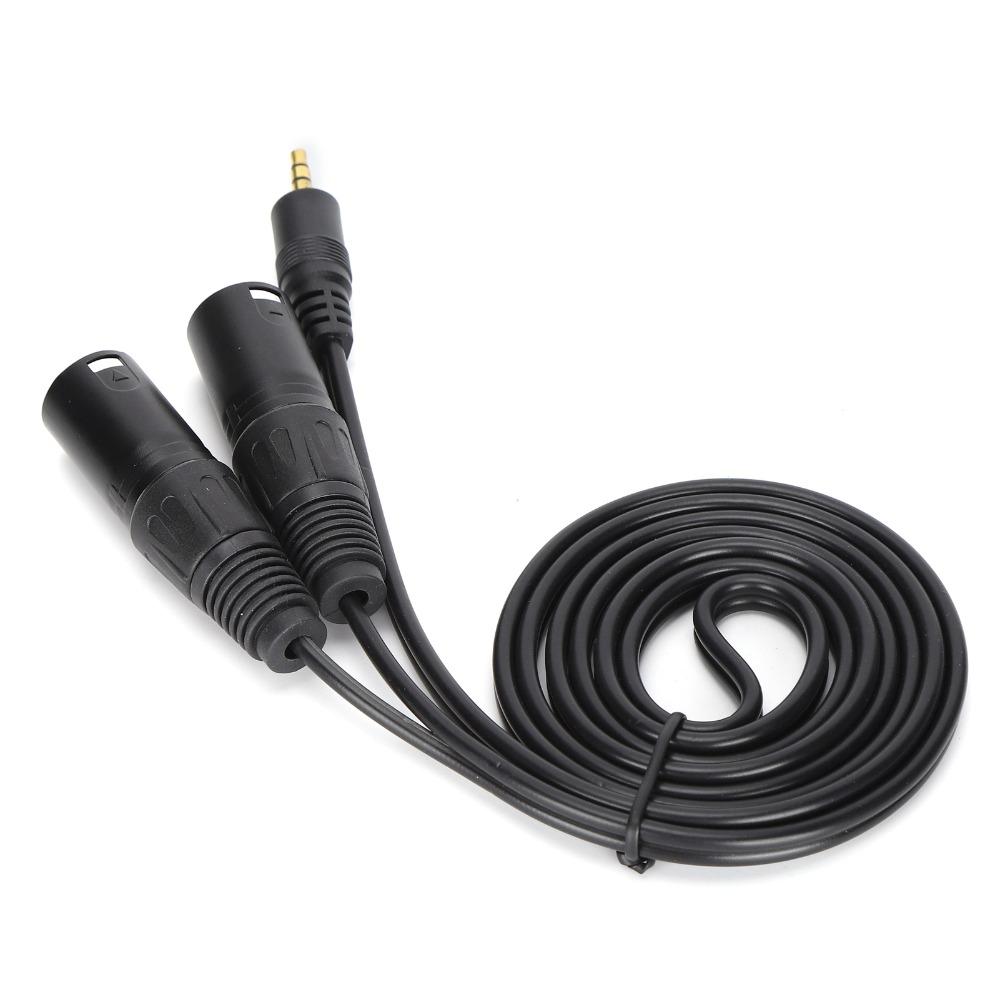 Plug and Play 3.5mm Connector to Dual XLR 3 Pin Male Adapter Audio Recording