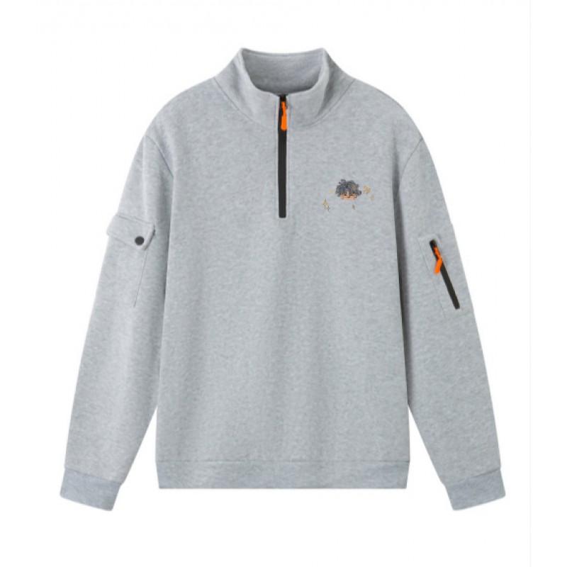 Mens Casual Stand Collar Zip Sweatshirt