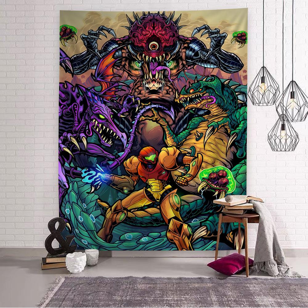 Аниме-гобелен в стиле Metroid, подвесной, Таро, Хиппи, настенные ковры, Декор для общежития, дома
