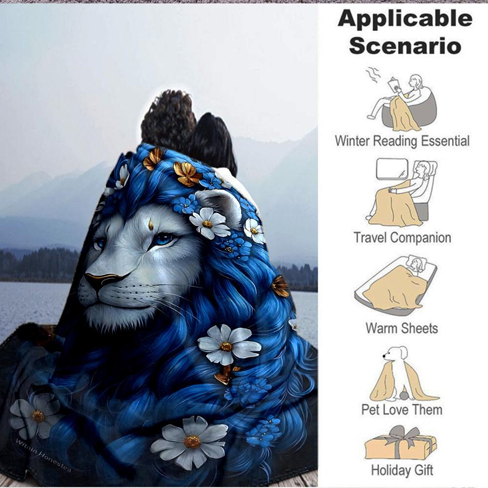 1pc Fantasy Lion Artwork Blanket Lightweight Blanket Throw Blanket For Sofa, Bed, Travel, Camping, Livingroom, Office yy251010058