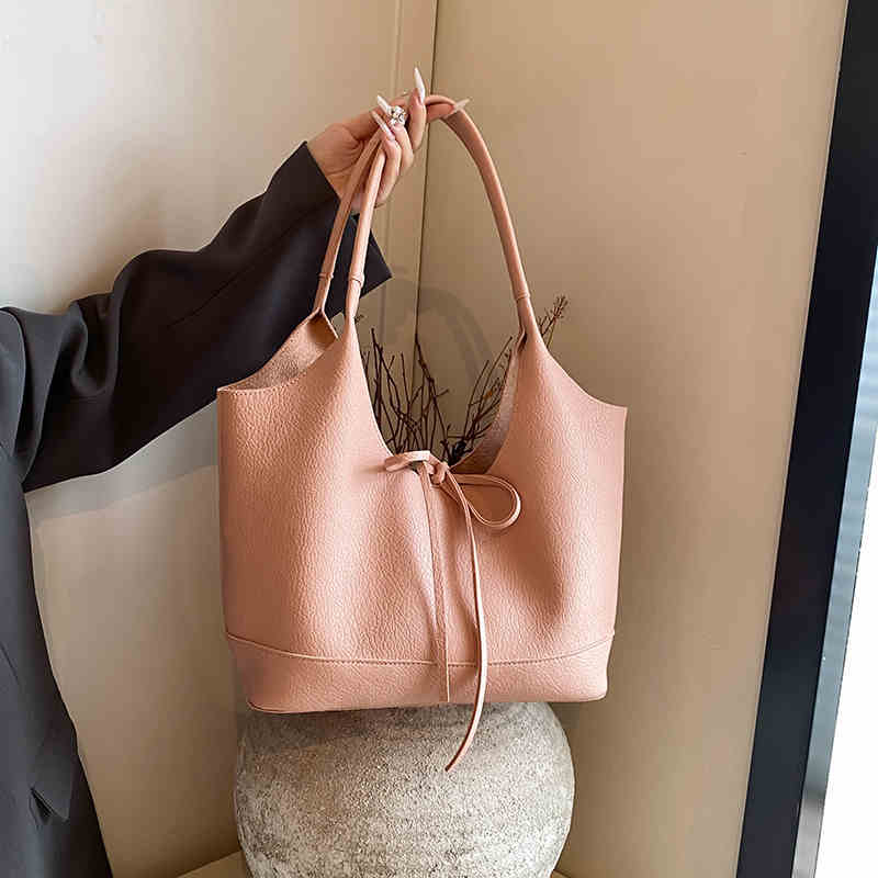 Простые однотонные большие сумки через плечо женские модные мягкие кожаные сумки для поездок на работу текстурированная женская сумка-тоут