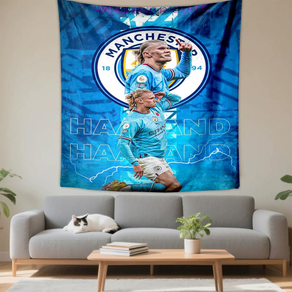 Erling Haaland Man City Manchester is Blue Football Fans Bohemian Tapestry for Fans Home Decor