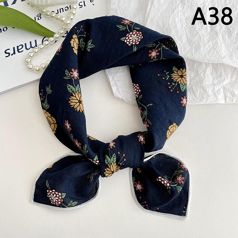 56Cm Ladies Headband Cotton Linen Square Scarf Korean College Girls Elegant Neck Scarves Sun Protection Headscarf