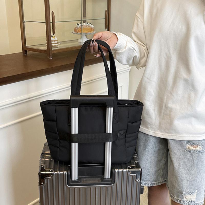 Women's Bag Large Capacity Solid Color Tote Bag Versatile for Commuter Work Student Class Shopping Multiple Pockets Mummy Bag