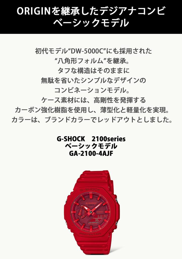 Часы Casio G-Shock (Официальный японский продукт) Carbon Core Guard GA-2100-4AJF Мужские Красные