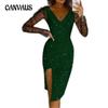 Spring and Autumn Women's Dress Plus Size Drilling V-Neck Package Hip Sexy Mesh Dresses Gowns