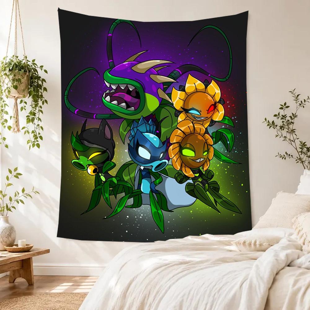 Plants Vs. Zombies Aesthetic Tapestry Retro Boho Great for Reading Corner Bedroom Living Room Year-Round Tasseled Design Gift for Birthday