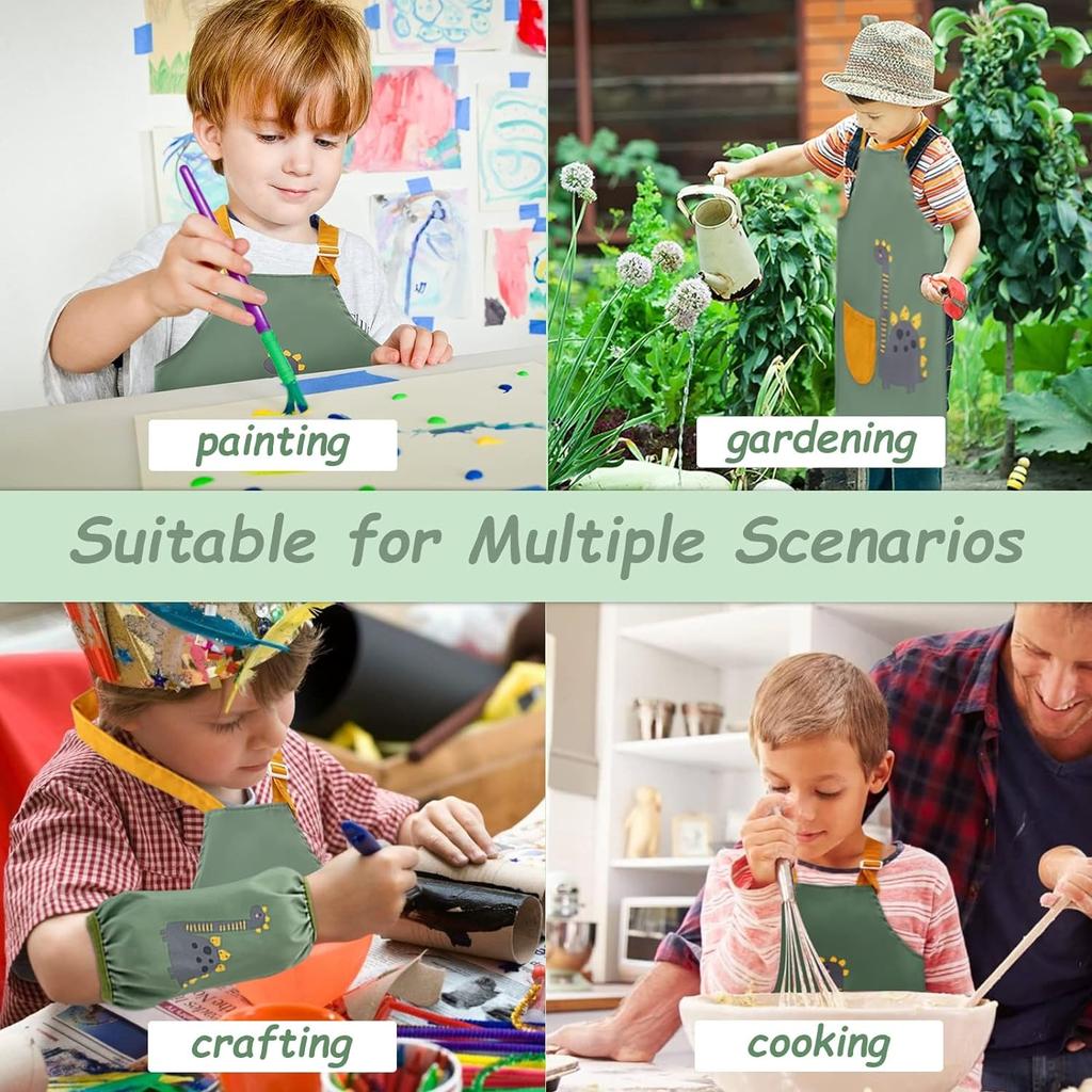 Детские фартуки для девочек и мальчиков, водонепроницаемый кухонный фартук для детей с карманами, регулируемый ремень для детей, приготовление пищи, выпечка, рисование, садоводство