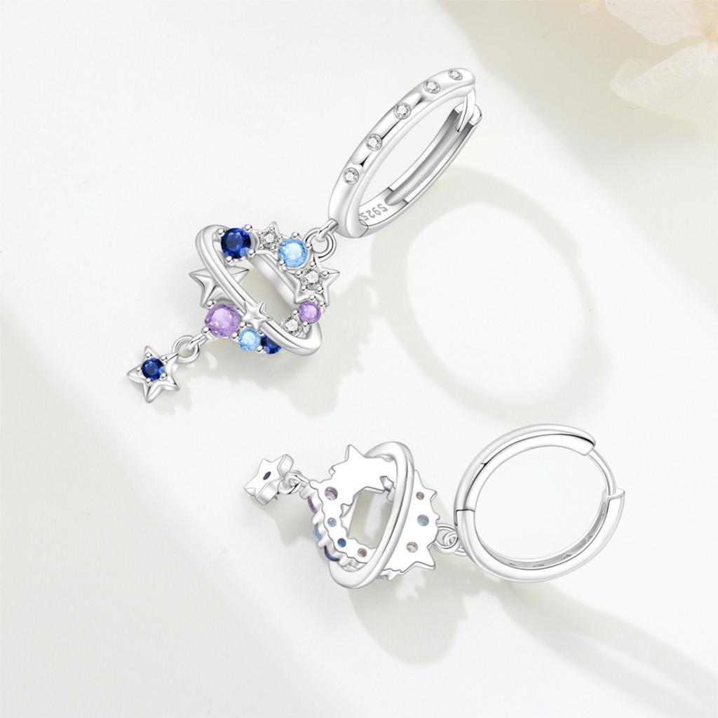 Orstarry S925 Silver Earrings Blue Starry Star Moon Earrings For Women Birthday Gift Fashion Trend Silver Jewelry
