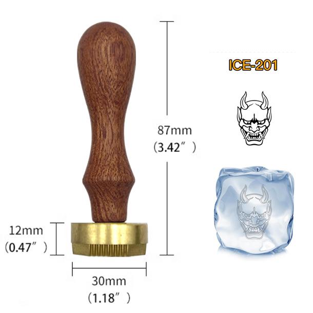 Ice Stamp With Removable Brass Head & Wood Handle - Vintage 1.18" Branding for Cubes, Cocktails, Whiskey, Mojito Drinks - Bar Making DIY Crafting