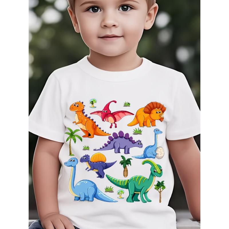 Kids Luminous Cartoon Dinosaur Space T-shirt 2-7 Years 100% Cotton Baby Boys Tees Summer New Short Sleeve Tops Dropshipping