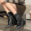 Black Pointed British Style Thick Heel Short Boots Women's 2025 New Summer Versatile Height Increase and Thinness Fried Street Trouser Boots