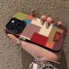 Colored square case for Apple iPhone 15 Pro, iPhone 16, 17, 14 Pro, creative design, trendy.